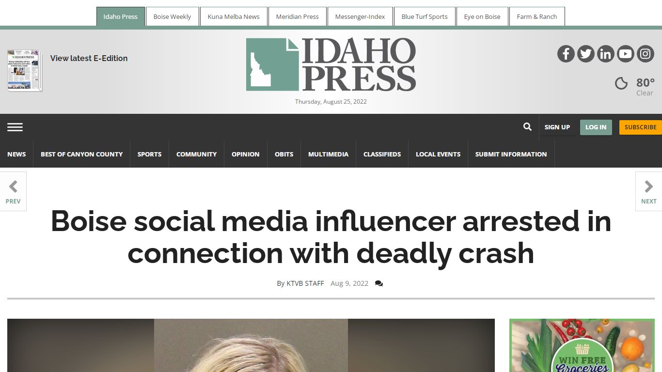 Boise social media influencer arrested in connection with deadly crash ...